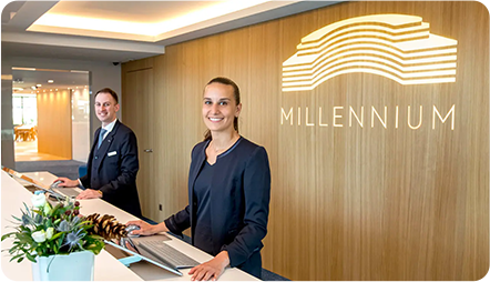 millennium building reception desk at lobby