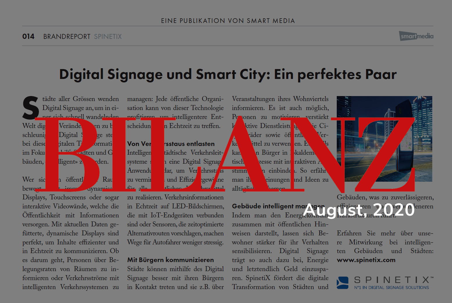 bilanz august 2008 smart city magazine article spinetix