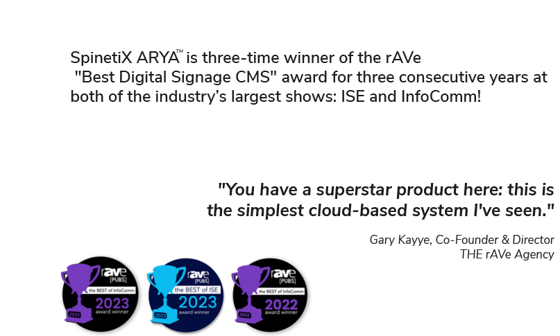 spinetix arya award winning digital signage cms